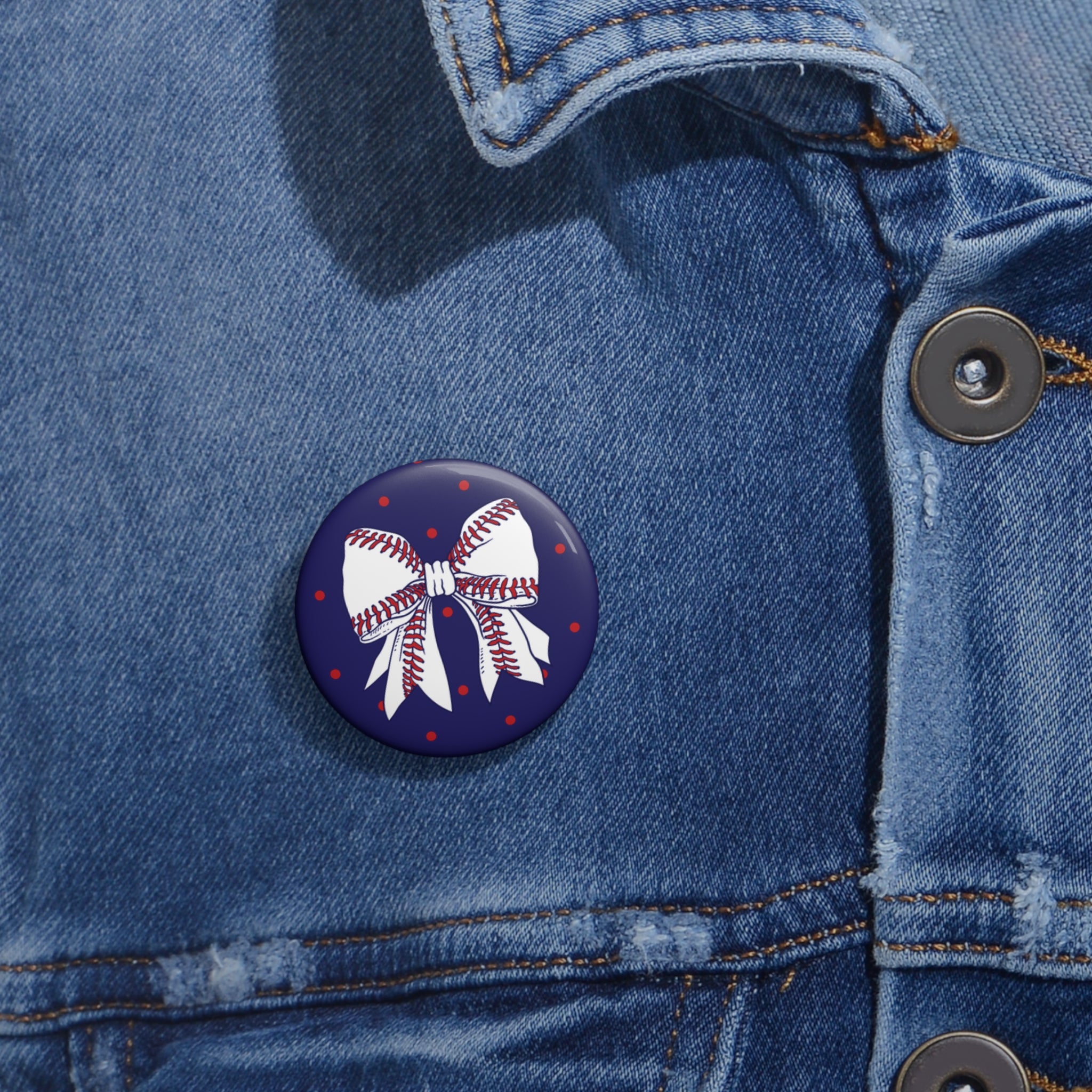 Baseball Bow Button
