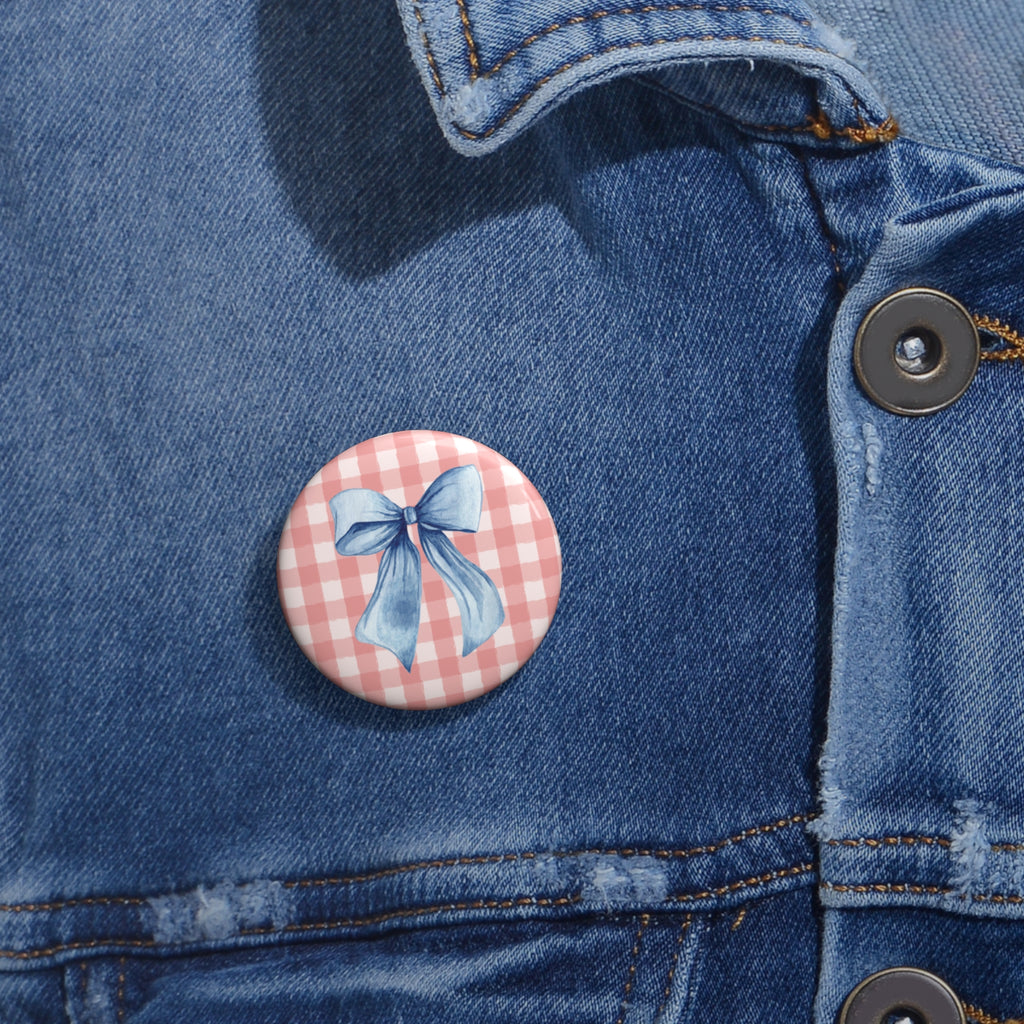 Gingham Bow Button