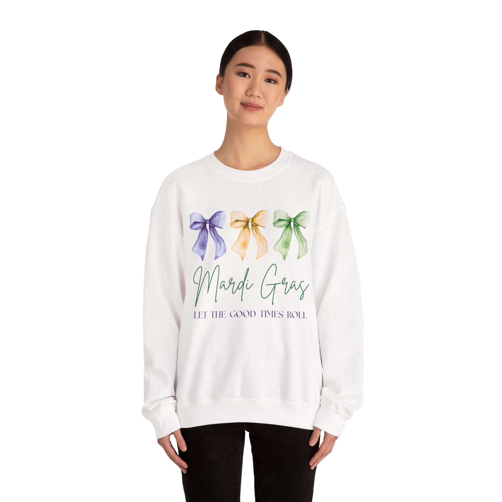 Mardi Gras Ribbon Crewneck Sweatshirt — Let the Good Times Roll