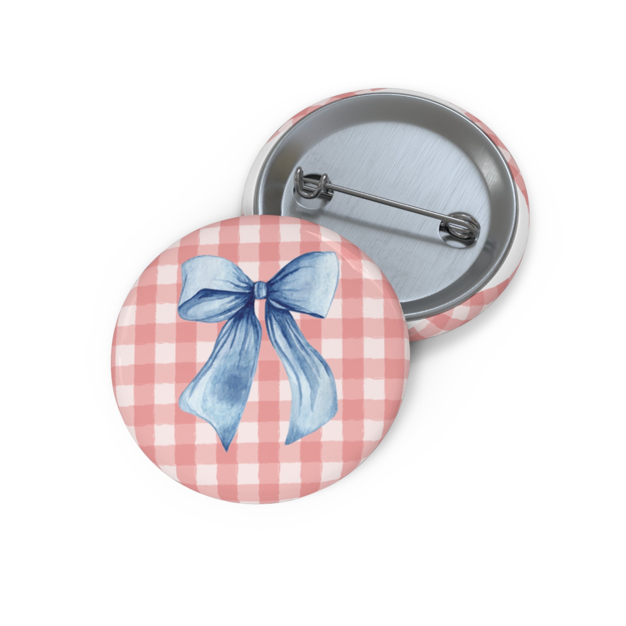 Gingham Bow Button